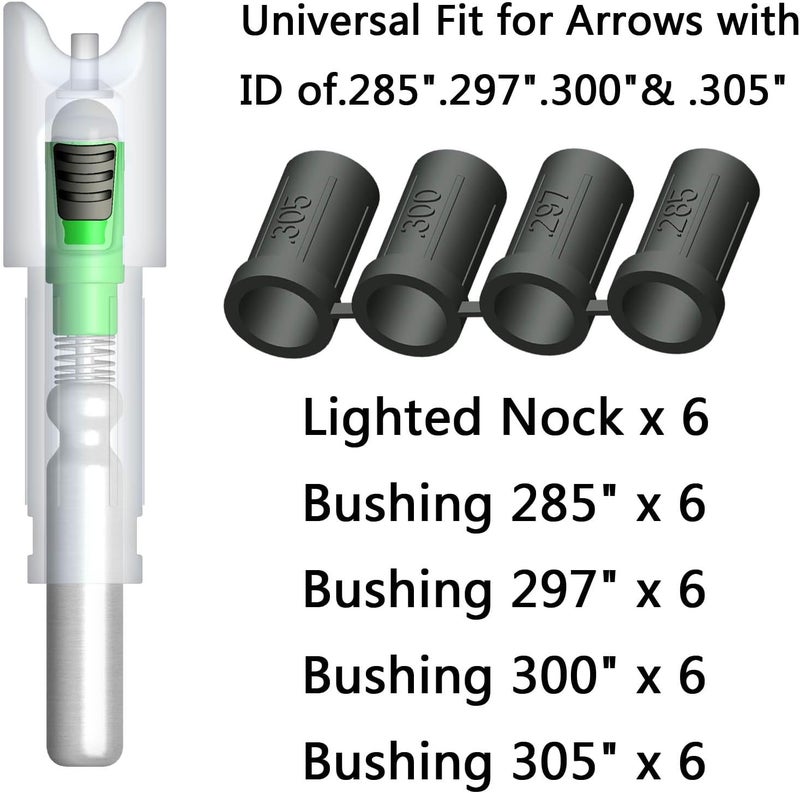 Linpeng 6PCS Crossbow Lighted Nocks for Bolts with .285”/.297”/.300”/.305” Bushings with ON/Off Switch LED Arrow Nocks - Image 3
